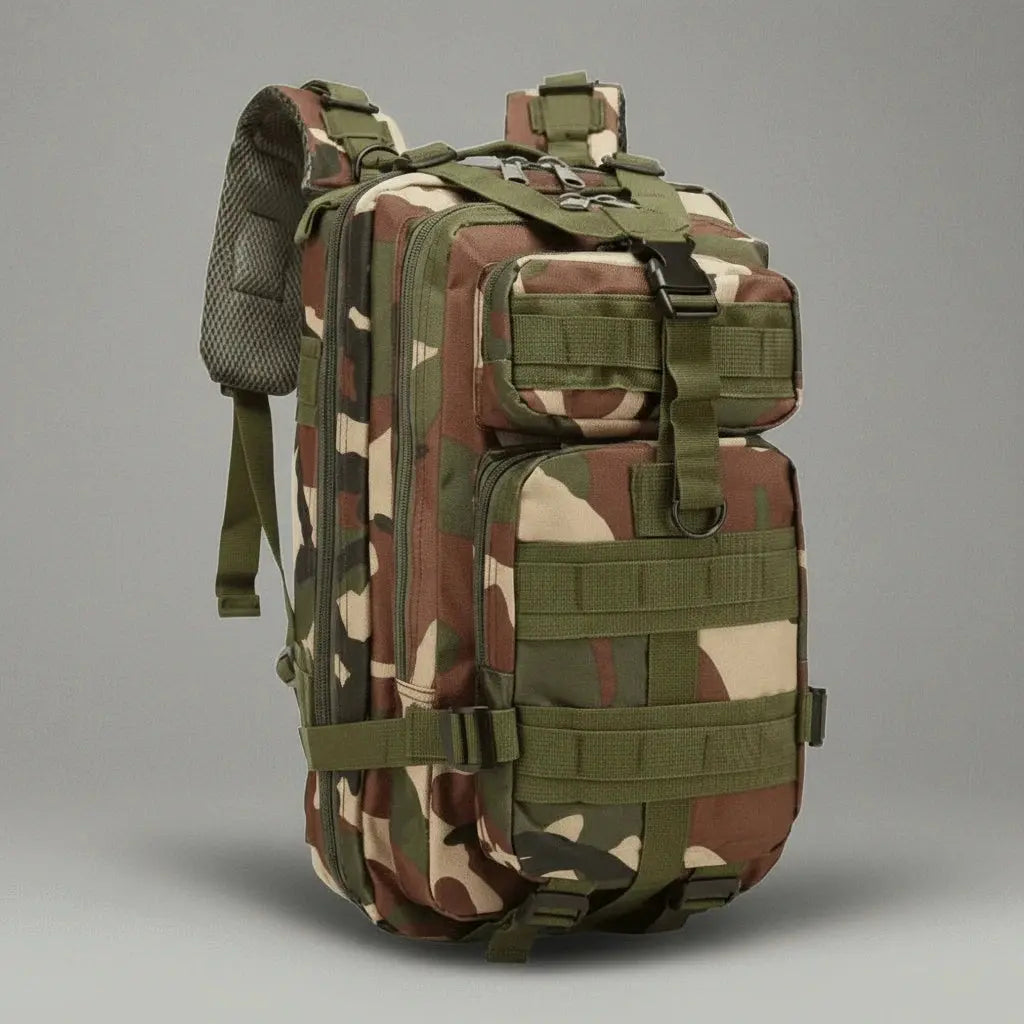 Sac à dos militaire multifonctionnel Camouflage Jungle, vue de profil