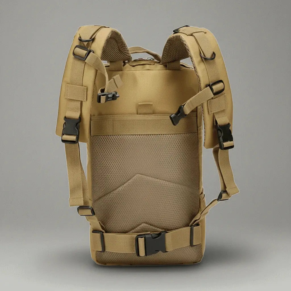Sac à dos militaire multifonctionnel Neutre Beige, vue de dos