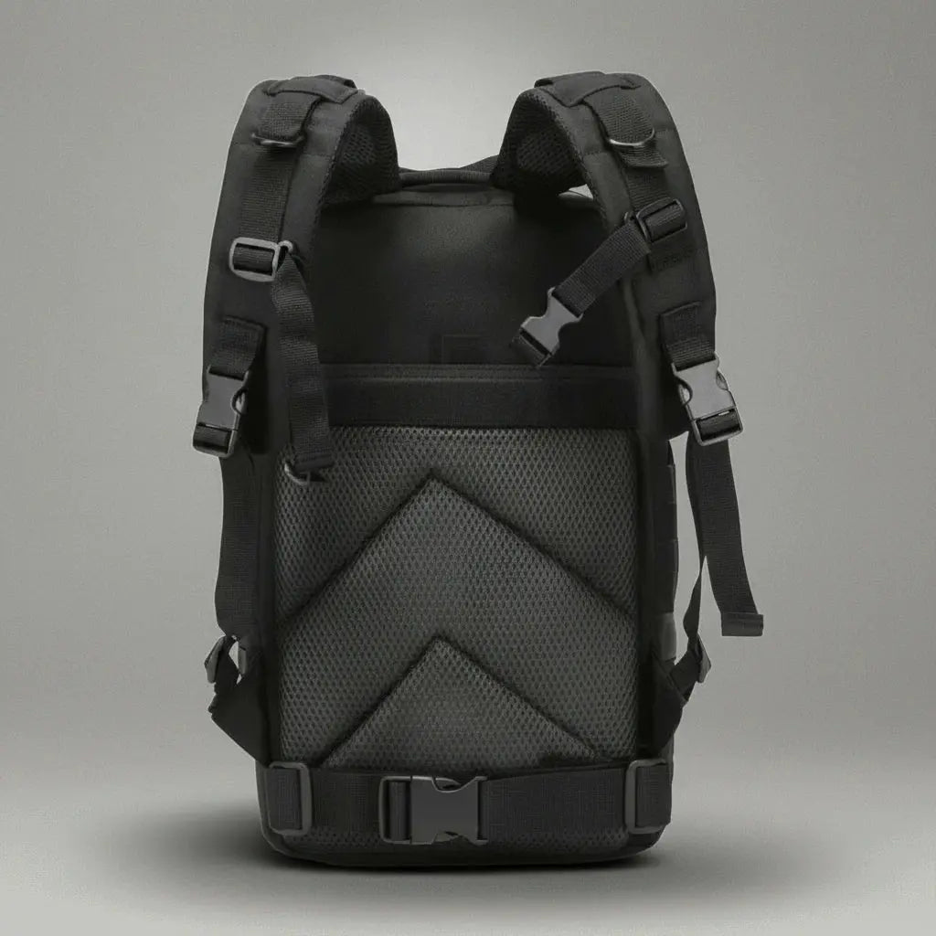 Sac à dos militaire multifonctionnel Neutre Noir, vue de dos
