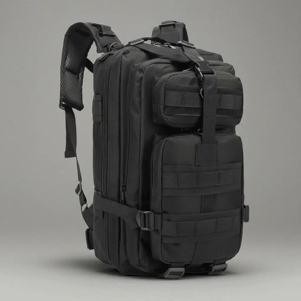 Sac à dos militaire multifonctionnel Noir, vue de profil