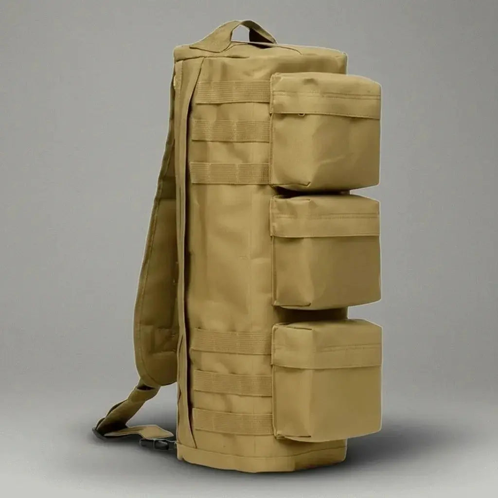 Sac à dos multi-compartiments Neutre brun, vue de profil