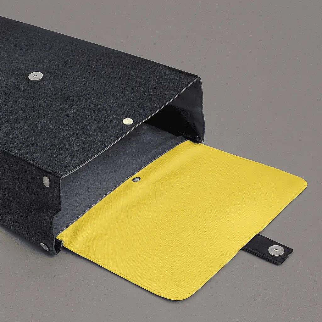 Sac a dos ordinateur homme tendance Jaune, vue intérieur avec poche ouverte