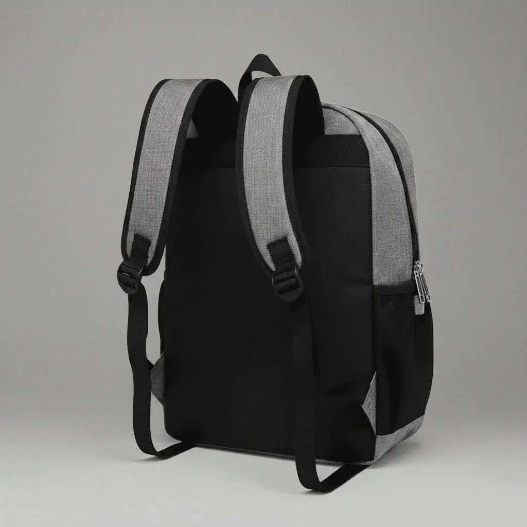 Sac à dos ordinateur urbain Gris, vue de dos avec bretelles ajustables