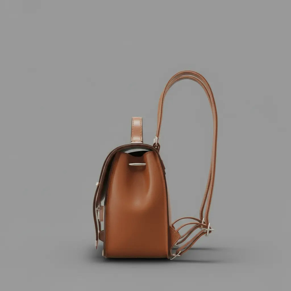 Sac à dos rétro vintage Marron, vue de côté