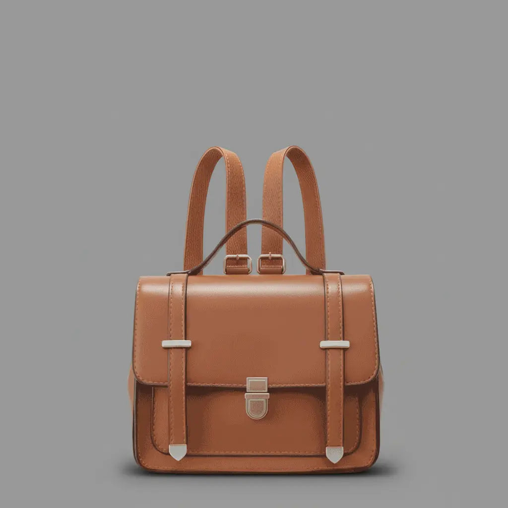 Sac à dos rétro vintage Marron, vue de face