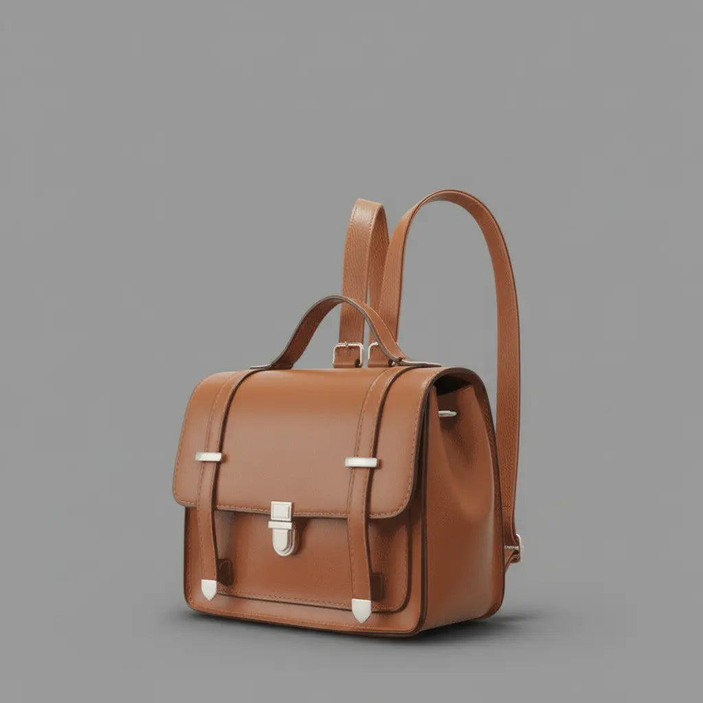 Sac à dos rétro vintage Marron, vue de profil