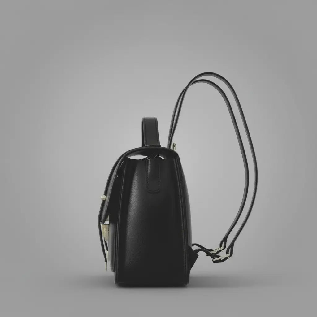 Sac à dos rétro vintage Noir, vue de côté