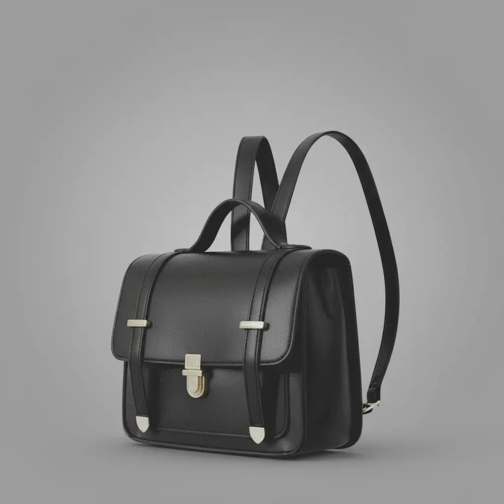 Sac à dos rétro vintage Noir, vue de profil