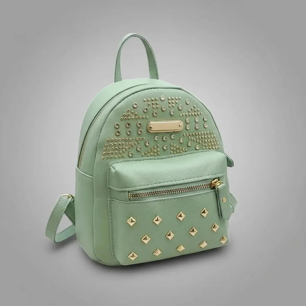 Détail du Sac a dos style punk Vert, vue de profil