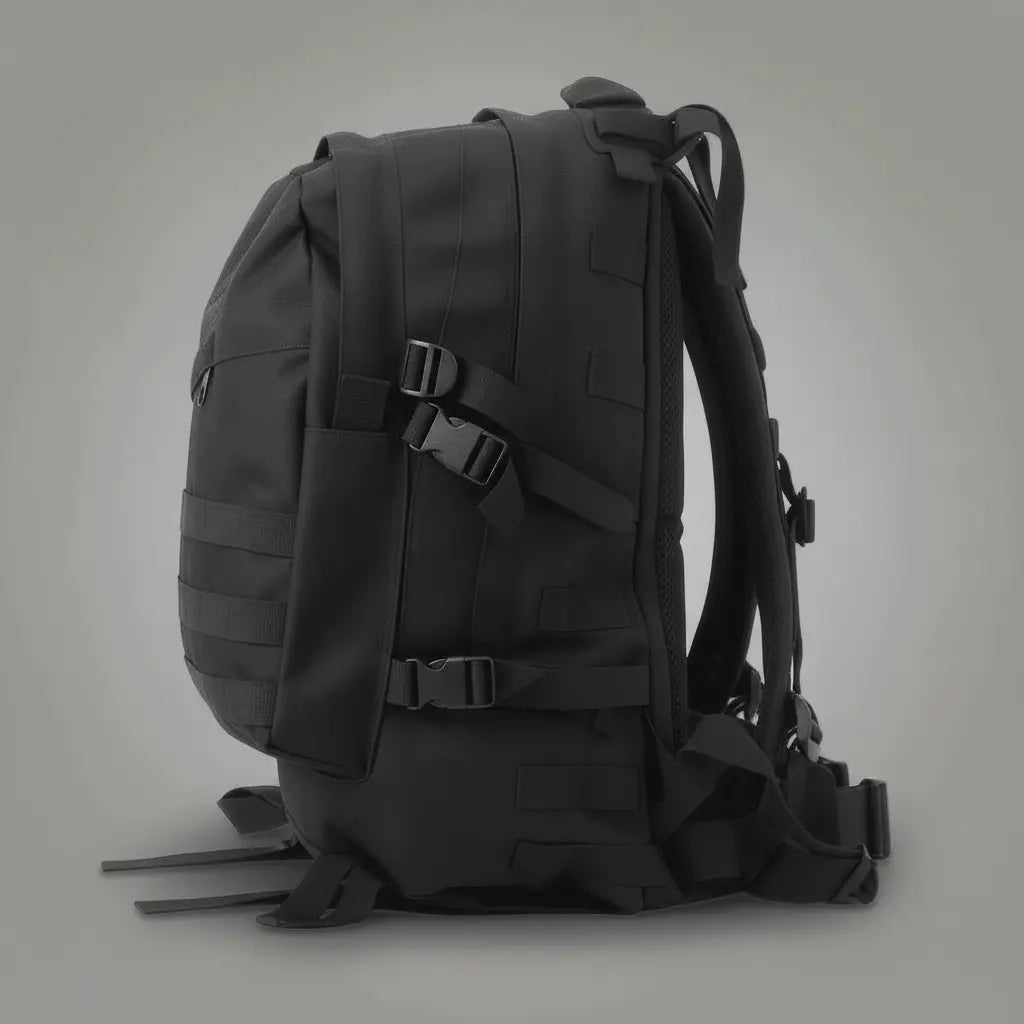 Sac à dos tactique multifonctionnel Noir Neutre, vue côté