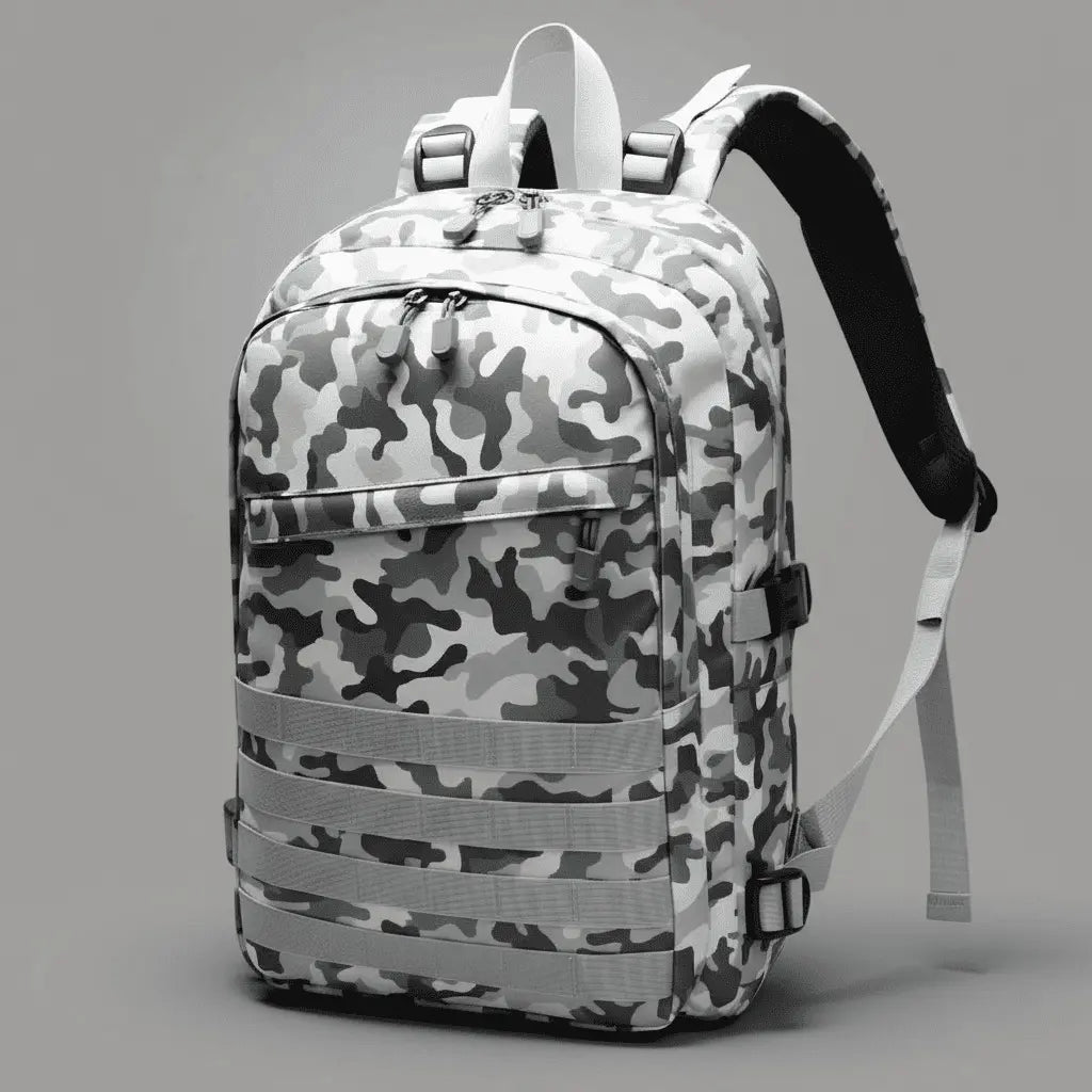 Sac à dos tactique USB Camouflage Blanc, vue de profil