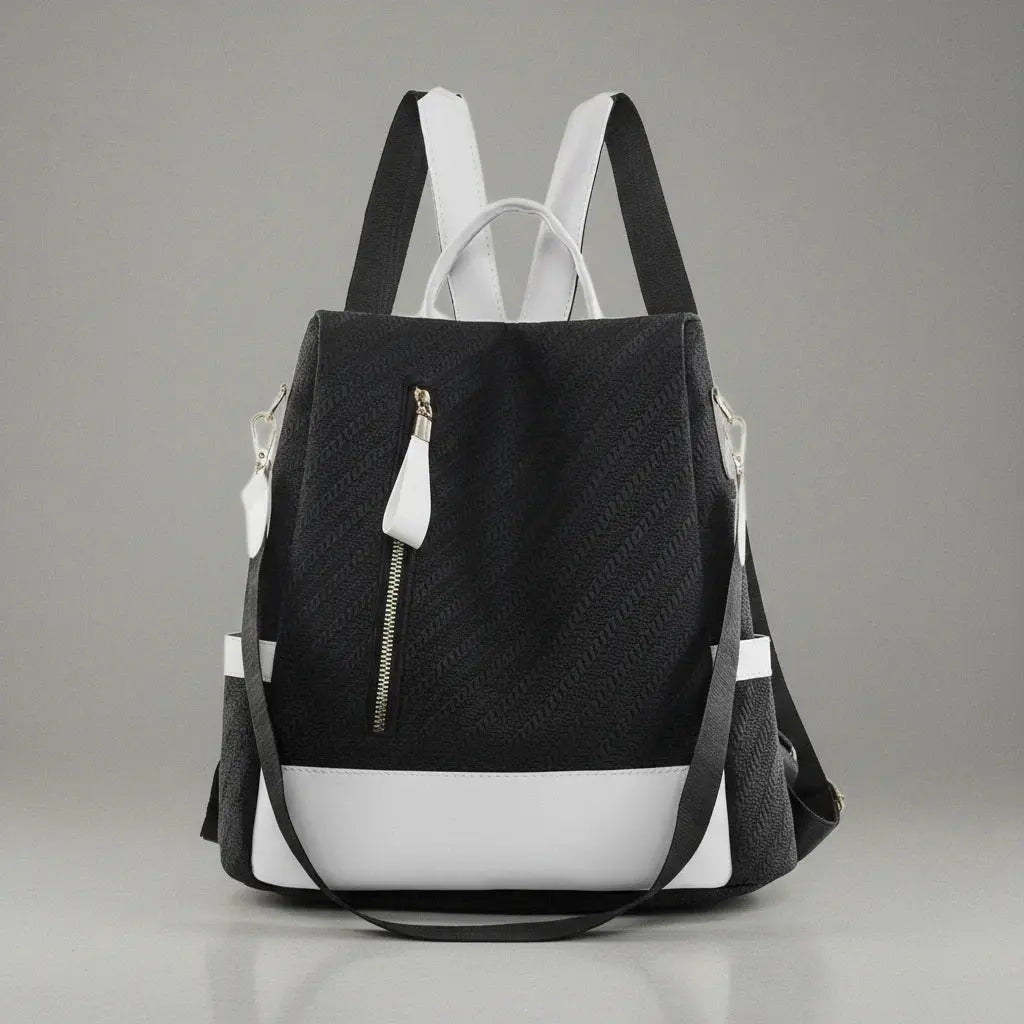 Sac à dos urbain femme cuir Noir, vue de face