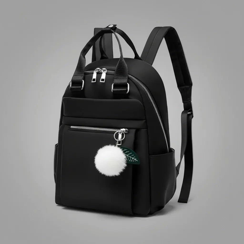 Sac à dos urbain femme imperméable Noir, vue de profil