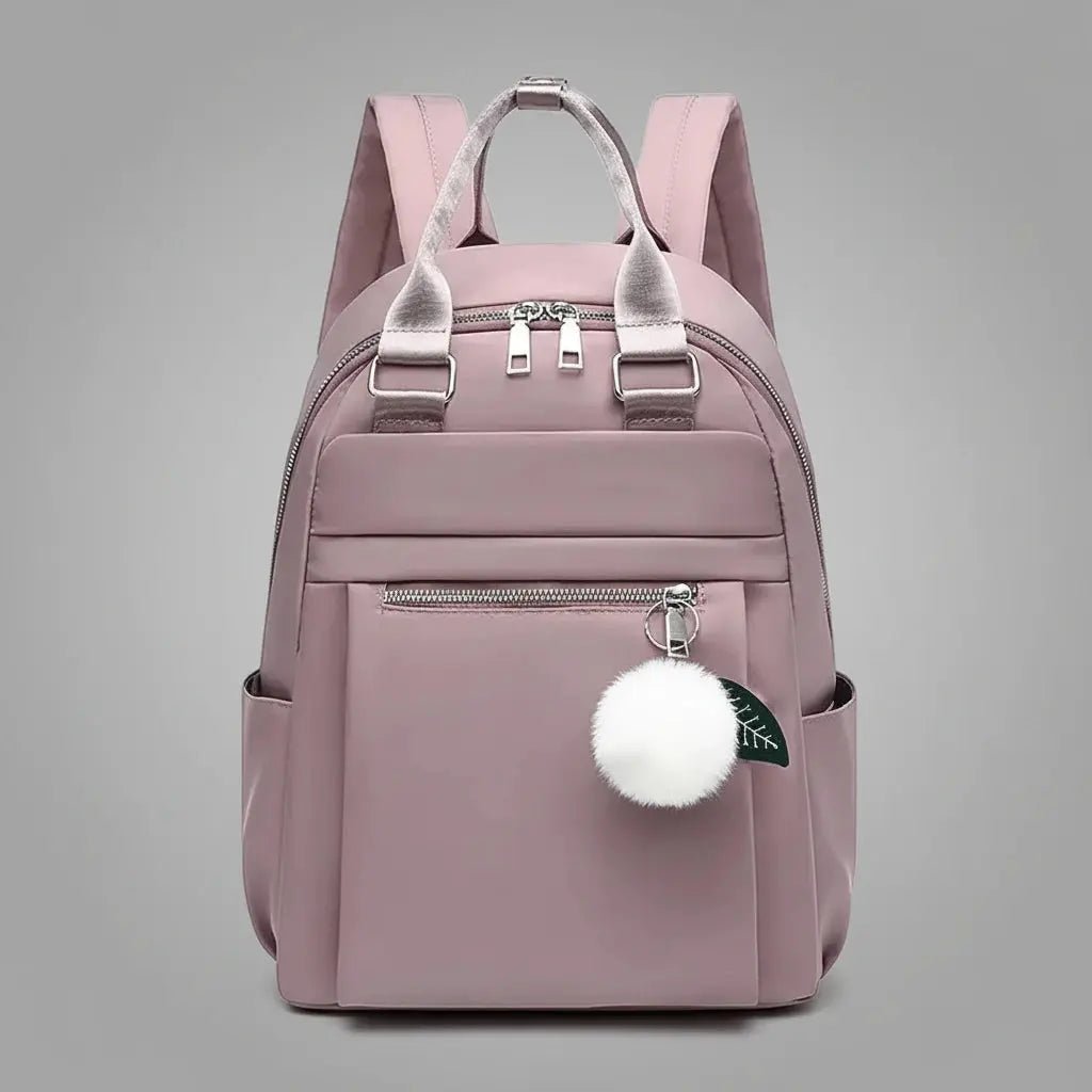 Sac à dos urbain femme imperméable Rose, vue de face