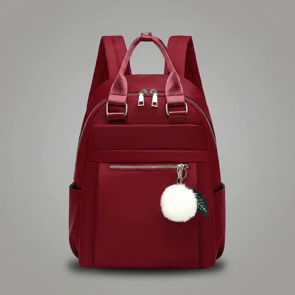 Sac à dos urbain femme imperméable Rouge, vue de face
