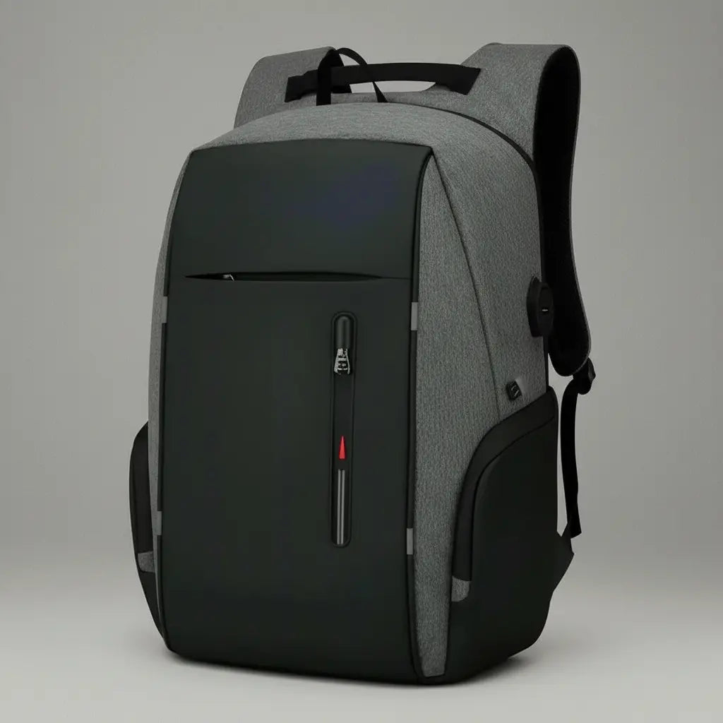 Sac à dos USB intelligent Gris, vue de profil