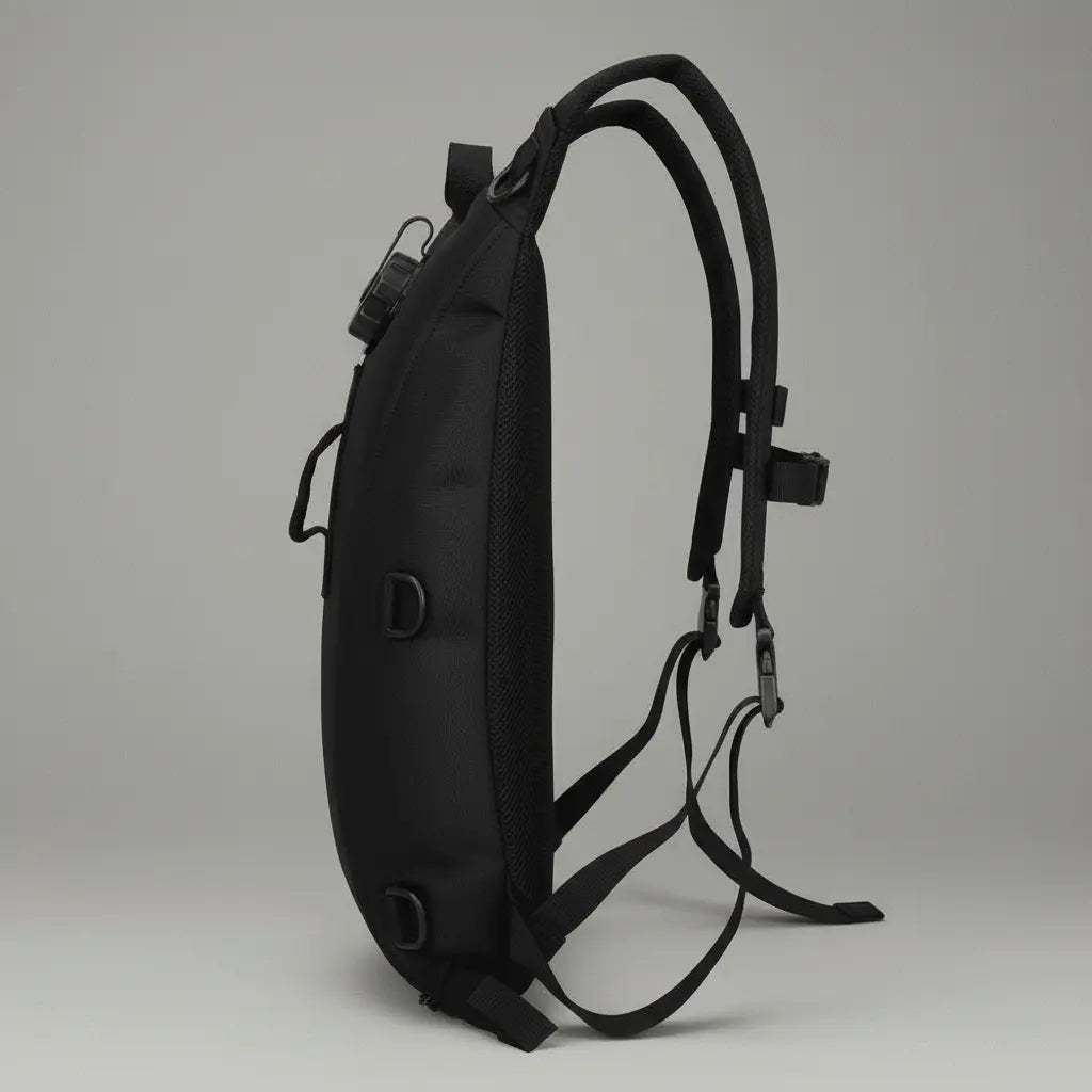 Sac à dos voyage militaire Neutre Noir, vue de côté