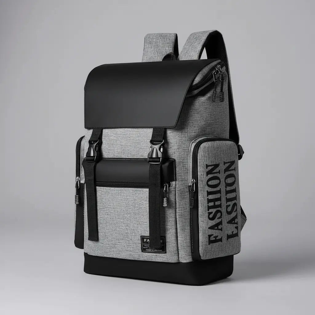 Sac à Dos Voyage Multifonctionnel Gris, vue de profil