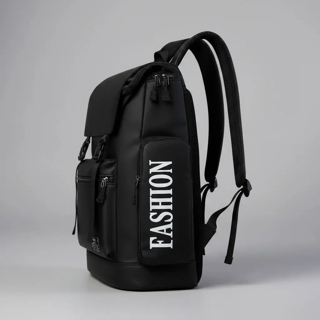 Sac à Dos Voyage Multifonctionnel Noir, vue de côté