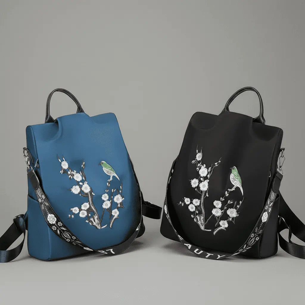 Sacs à dos femme sakura Bleu et Noir, présentés de face