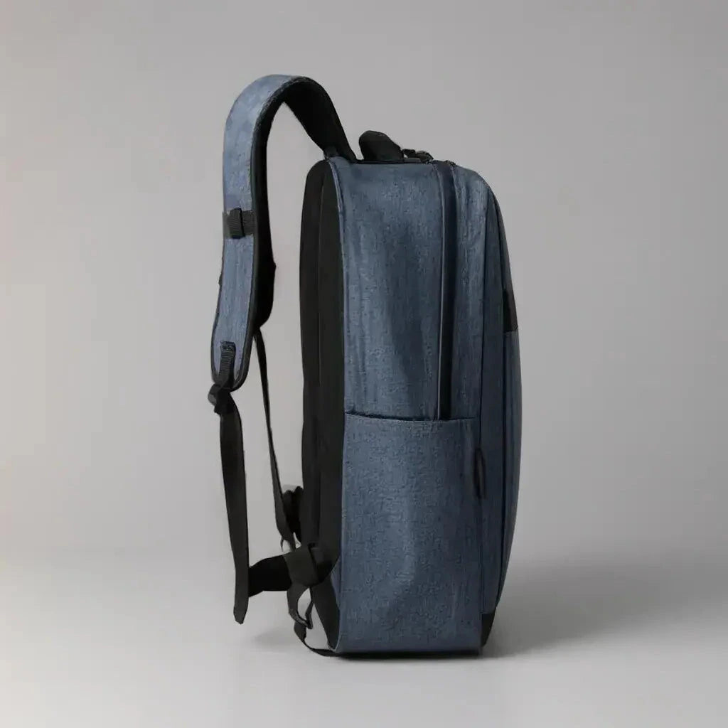 Vue latérale du sac à dos - bleu